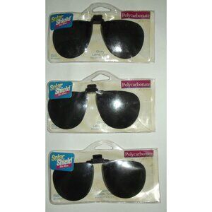 Solar Shield Sunglasses 58 AVIATOR Clip&Flip Polycarbonate Mirror (lot 3)clip-on